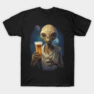 Alien Hold My Beer Art T-Shirt